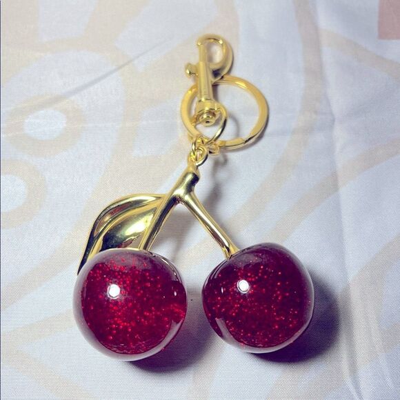 Red Cherry Keychain with Gold Accents - Picture 1 of 4